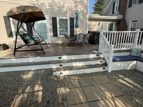 Deck swing and dining area