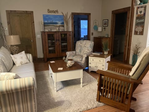 Sitting area with pullout sofa. Airbed inside and comfy.