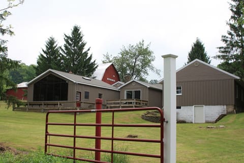 FARM HOUSE: view from the rear - entertainment area to left, hot tub in center