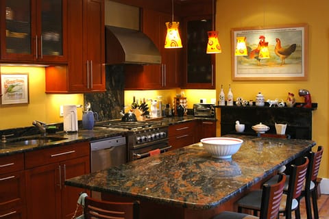 Kitchen with stainless steel applicances and plenty of counter space