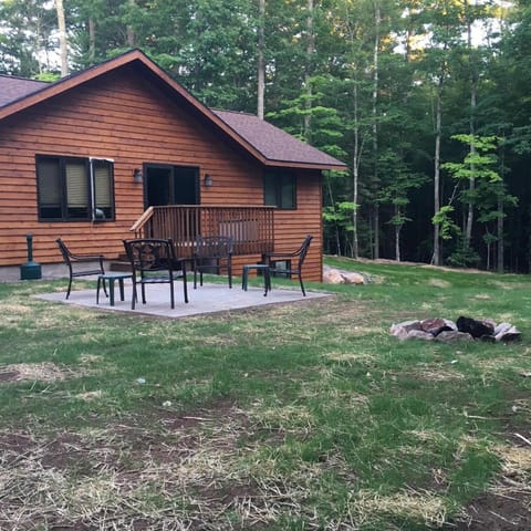 Outdoor fire pit and chairs.