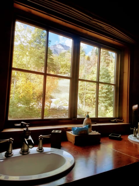 Gorgeous view of Mt. Timp even from the bathroom.