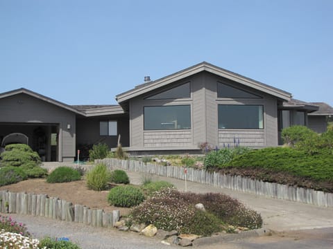 Street view of house front.