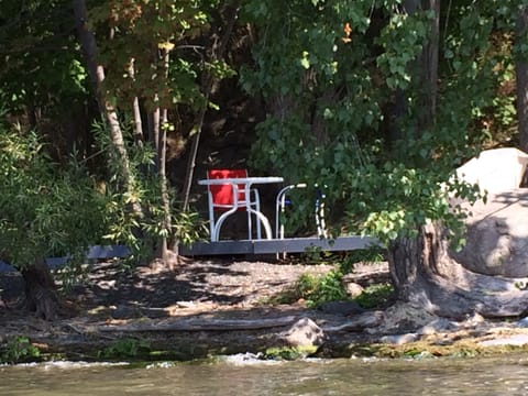 A second deck with table and chairs in the shade.  My guests call it "The Cafe."