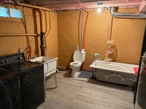 Basement Jetted tub wash room / with laundry area 