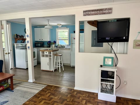 HDTV mounted and out of the way. Stream all of your favorite shows and movies.