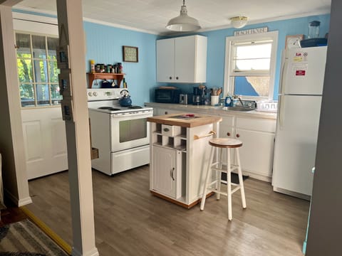 Fully equipped kitchen includes coffee maker, microwave, blender, etc.