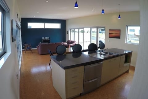 Kitchen, dining and living area