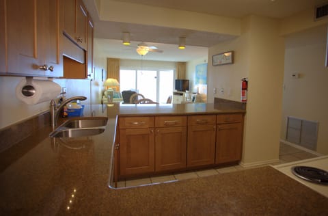 Kitchen overlooking living room