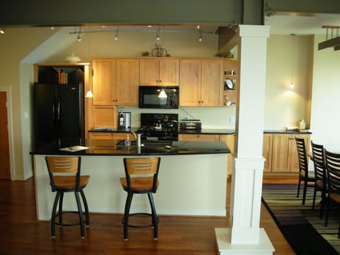 Kitchen is well stocked with all your cooking essentials to prep meals. 