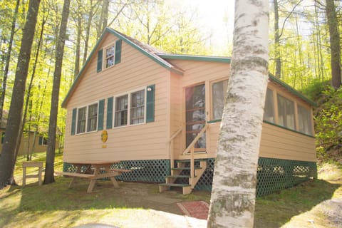 Side view of cottage with side porch.