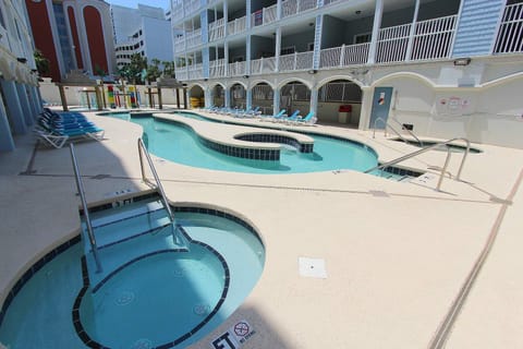 There are two hot tubs, a lazy river and kiddy pool at MBVII