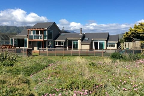 Longshore from beach dunes. The house faces north-west for maximum sunshine. 