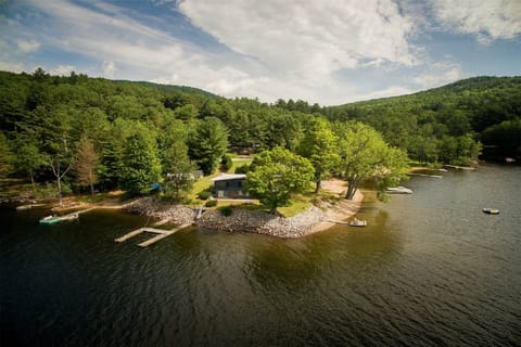 View of the home situated on its own private point  With 230' of direct fronfag 