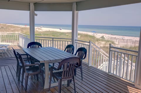 Spectacular view of beach from covered deck