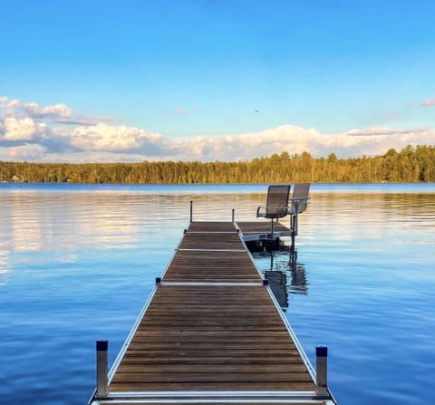 Dock views with 2 chairs & table attached to the dock itself