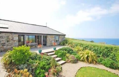 Garden area with views across the Cornish Coast