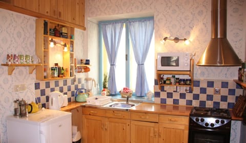 Kitchen is generally well equipped.  Electric and gas hob, m/wave, blender etc.