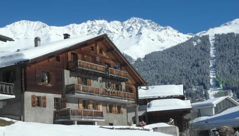 The house in the snow. Our apartment occupies the ground floor