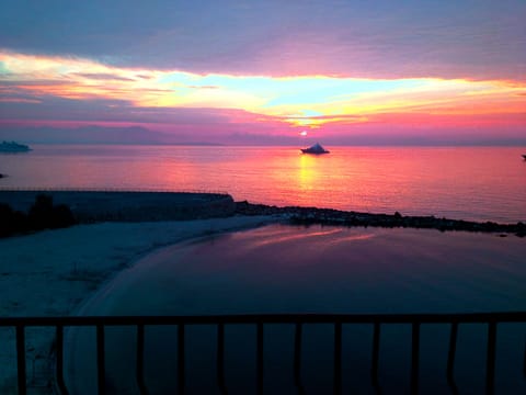 Sunrise from the living room balcony.