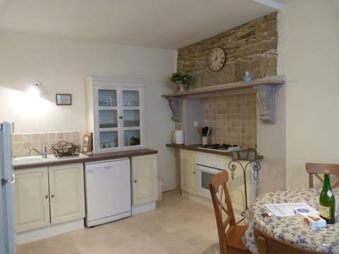 Kitchen and fireplace