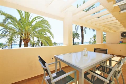 Sea and harbour views from the apartment balcony