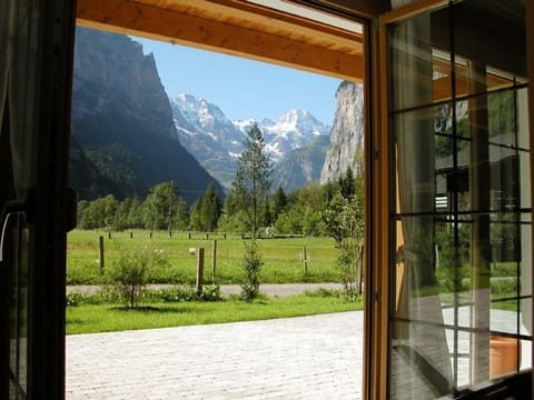 'The Lauterbrunnen Valley in all its glory' from inside the apartment