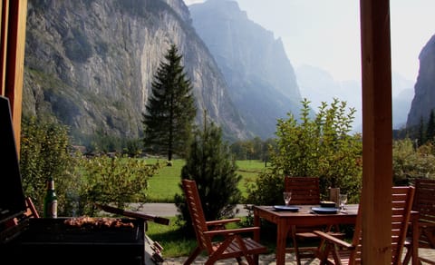 Outside dining and barbecuing on the sunny terrace, whilst taking in the view