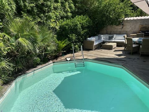 Swimming pool and outdoor seating area