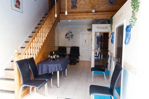 Our spa area also doubles up as a dining/living  room