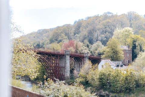 View of the Iron Bridge from the cosy lounge at Ironbridge View Townhouse