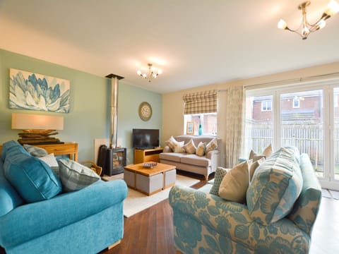 Living area with woodburner