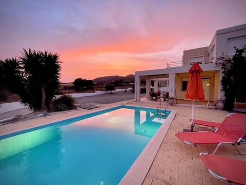 Sunset over the mountain at Villa Artemis