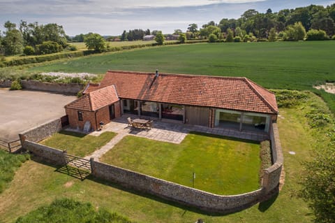 Birdseye view Bayses Barn.  Enclosed garden. 
