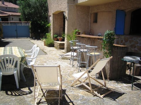 court with garden furniture