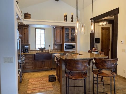 Fully stocked gourmet kitchen