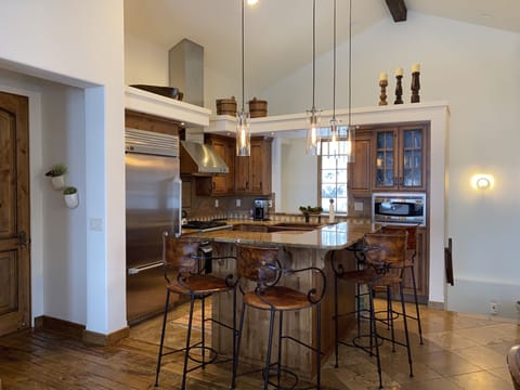 Fully stocked gourmet kitchen