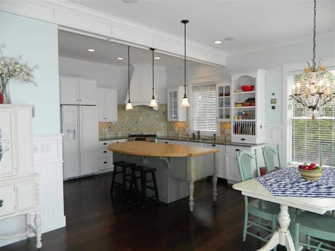 Large gourmet kitchen and dining area