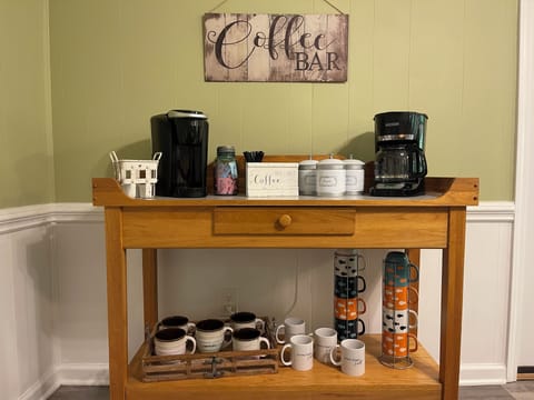 Brew a cup of coffee with our Keurig or traditional coffee maker 