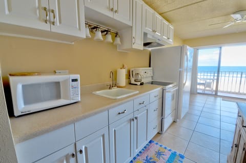 Newly remodeled kitchen with amazing ocean front view.