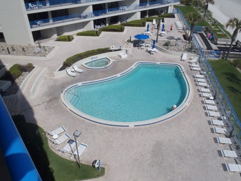 pool and hot tub area - view from our balcony