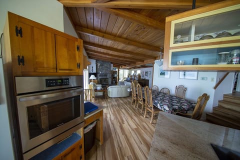 Oven and view to dining/living room