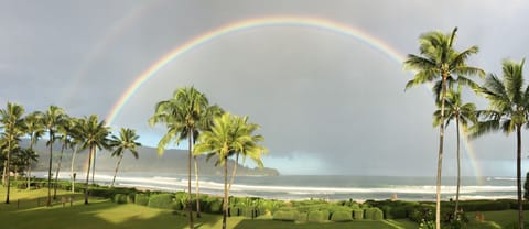 Morning Hanalei rainbows, as seen from front yard.