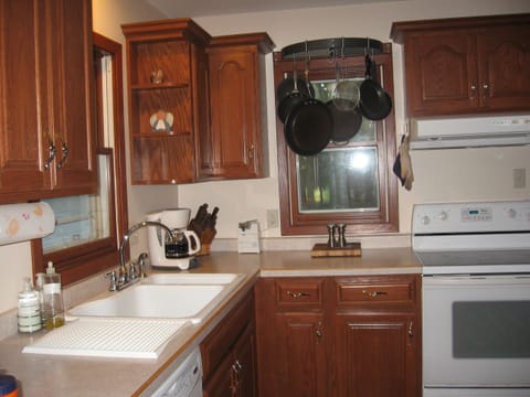 Kitchen stocked with cookware 