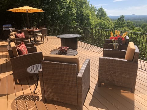 INCREDIBLE VIEW from expansive deck with all weather wicker furniture