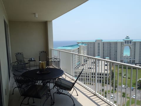 Patio furniture and view to our left.