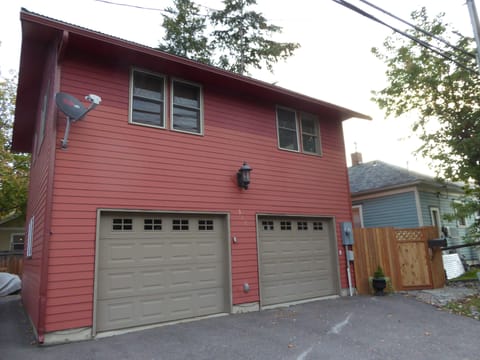 Exterior of building; apartment is entire second floor.