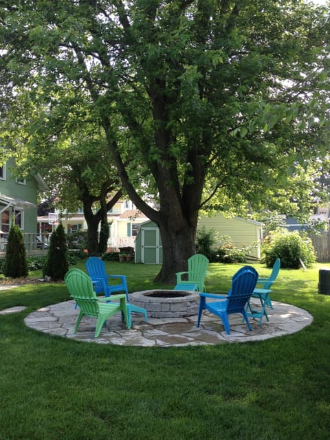 Beautiful stone patio and fire pit!