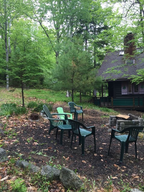 The fire pit looking back at the house.