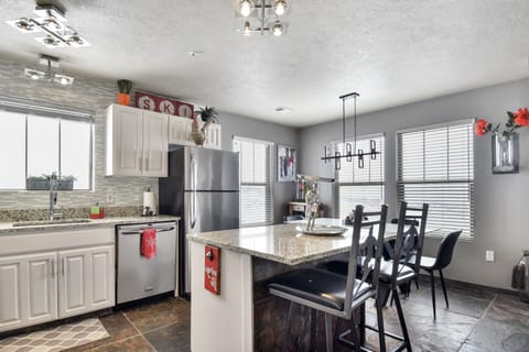 Bright white updated full kitchen.